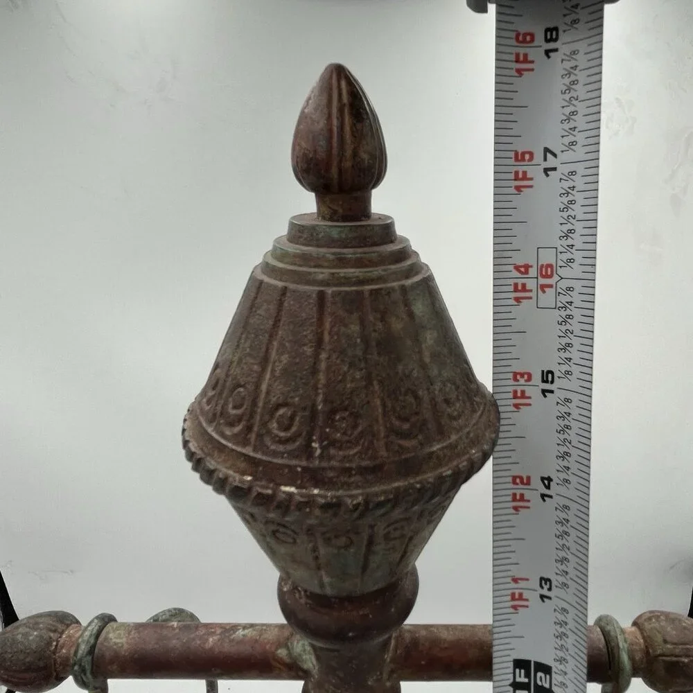 Vtg 1996 Ornate India Metal Towel Tree Stand 2 Ring Holder Spanish Rustic Decor